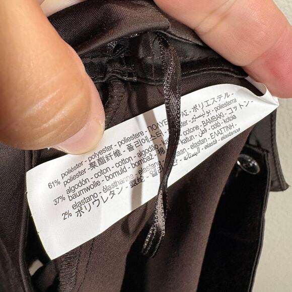 Zara Womens Size Small Flared Satin Shorts Brown Cotton Blend Pleated Pockets - Picture 8 of 8